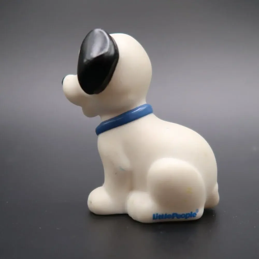 Fisher Price Little People Black and White Dog Puppy Replacement Blue Collar Pet